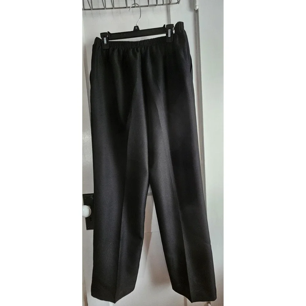 NWT alfred dunner CLASSICS black elastic waist pull‎ on pants Sz 16 pockets